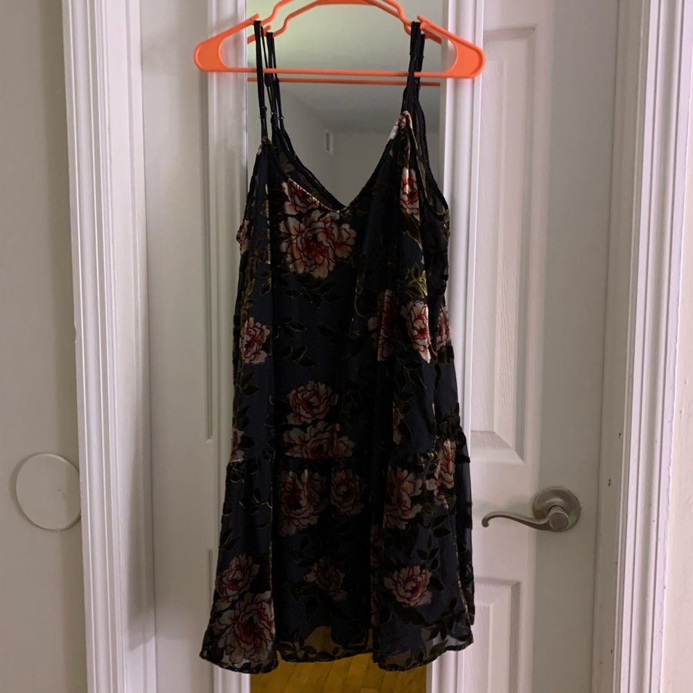 American Eagle Black Dress w/ Velvet Floral